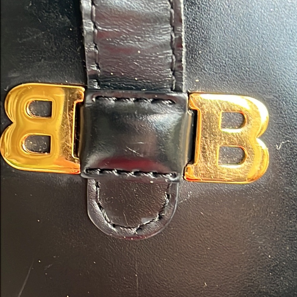 Bally vintage, black leather bag with gold BB logo - Picture 15 of 17